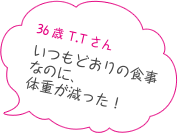 26歳 T.Tさん　いつもどおりの食事なのに、体重が減った！